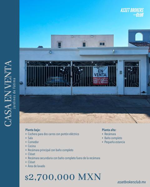 CASA EN VENTA JARDINES DE FÁTIMA