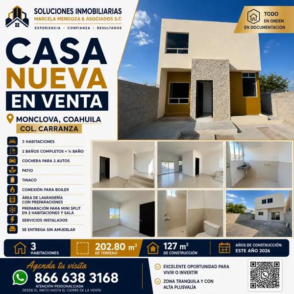 Casa en venta en Carranza, Monclova, Coahuila de Zaragoza