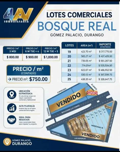Terreno comercial en VENTA. Gómez Palacio