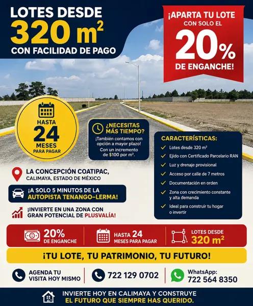 Lotes desde 320 m² con facilidad de pago