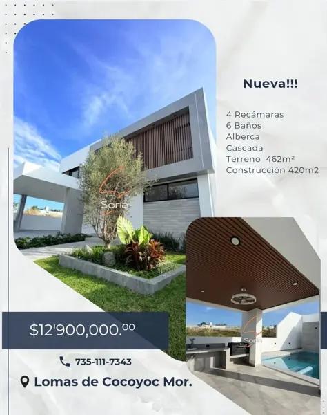 CASA EN LOMAS DE COCOYOC MORELOS 

??Hermosa residencia con alberca

$12,900,000.°° MXN