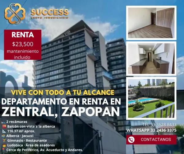Departamento en Renta – Zentral, Zapopan
