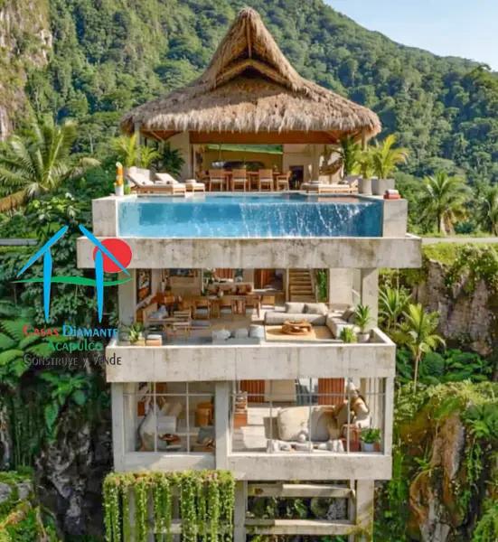 Casa con roof garden, alberca, jacuzzi y terraza con vista al mar