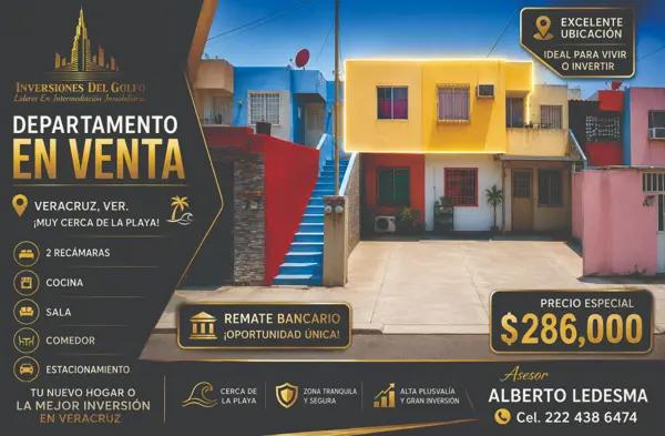 Departamento en Venta por Remate en Oasis, Veracruz con Excelente Ubicación