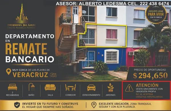Departamento en Hacienda Sotavento en Remate Bancario, Veracruz