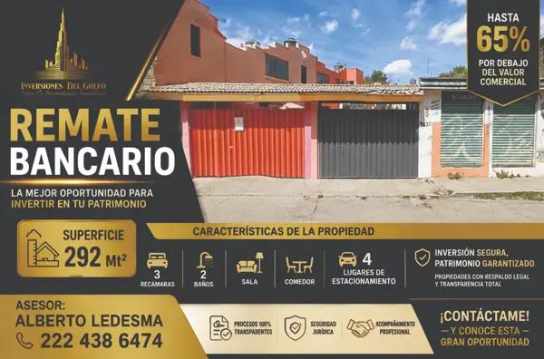 Casa en Remate Judicial en Vista Hermosa, Puebla con Amplio Terreno y Comodidades Modernas