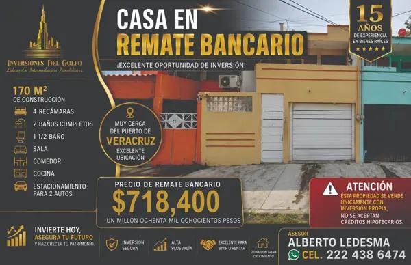 Casa en Remate Hipotecario en Unidad Veracruzana, Veracruz