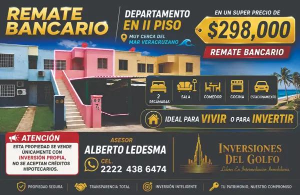 Oportunidad de Inversión: Departamento en Remate en Veracruz, Zona Oasis