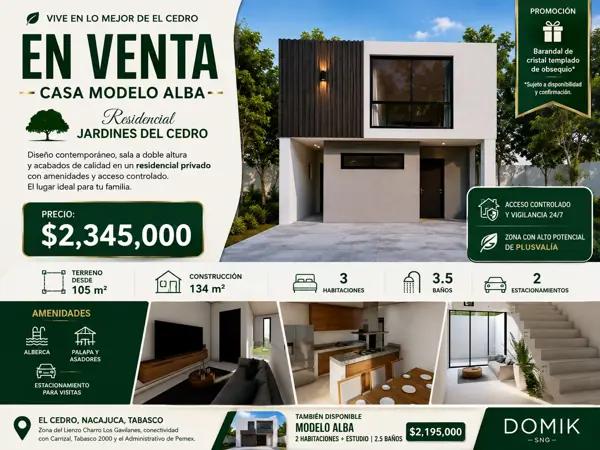 Casa Modelo Alba en Residencial Jardines del Cedro