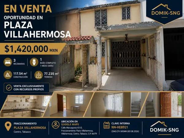 EN VENTA - OPORTUNIDAD EN PLAZA VILLAHERMOSA - $1,420,000 MXN