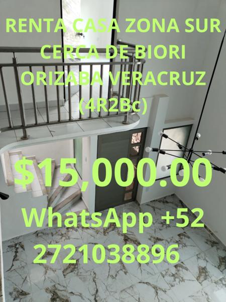 RENTA CASA ZONA SUR CERCA DE BIORI ORIZABA VERACRUZ (4R2Bc)