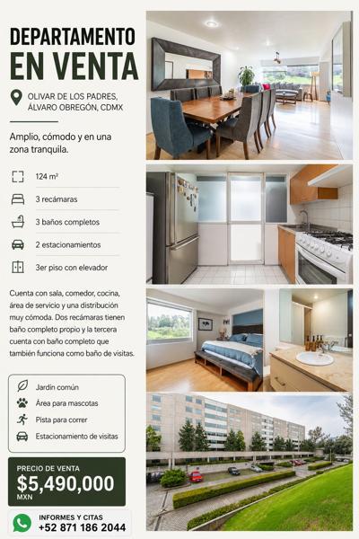 Departamento en venta en Olivar de los Padres, Álvaro Obregón, Ciudad de México