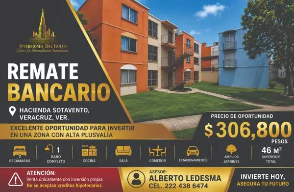 Oportunidad de Remate Bancario: Departamento en Venta en Hacienda Sotavento, Veracruz