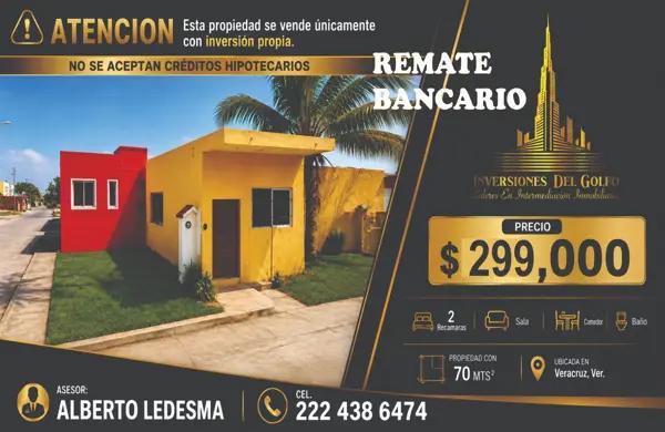 Casa en Venta de Oportunidad Bancaria en Geovillas los Pinos, Veracruz