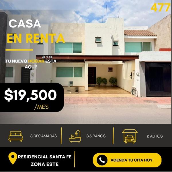 Casa en Renta en Residencial Santa Fe, León - Espaciosa y Confortable