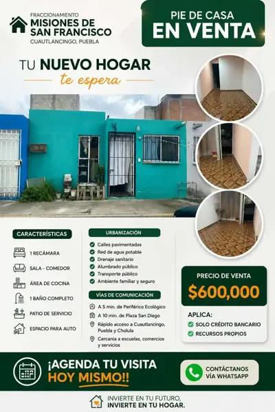 Casa sola en venta
Situado a solo 7 minutos de planta VW y parque. FINSA
ES PIE DE CASA