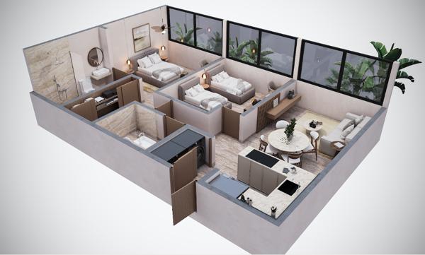 Departamento en condominio de lujo 2 habitaciones en Dzitya, Merida