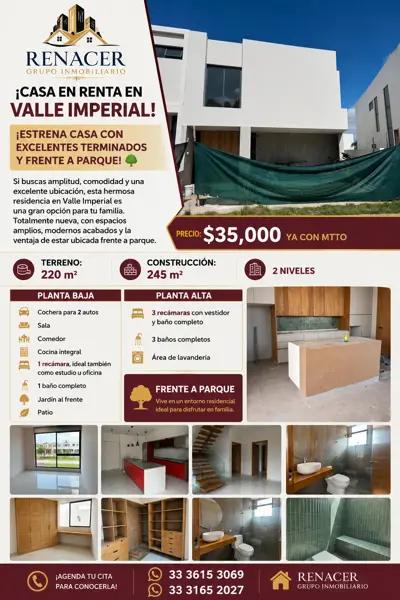 VALLE IMPERIAL !!!!! PRECIOSA CASA EN RENTA NUEVECITA