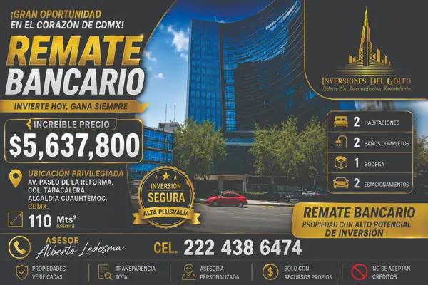 Departamento en remate en Tabacalera, Cuauhtémoc, Ciudad de México