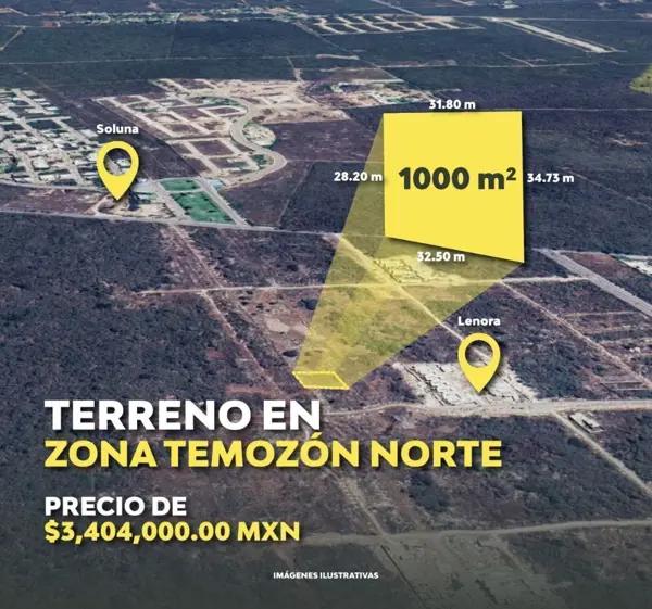Terreno en Temozón de 1000 m2