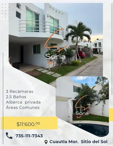 CASA EN RENTA 
FRACCIONAMIENTO SITIO DE L SOL
