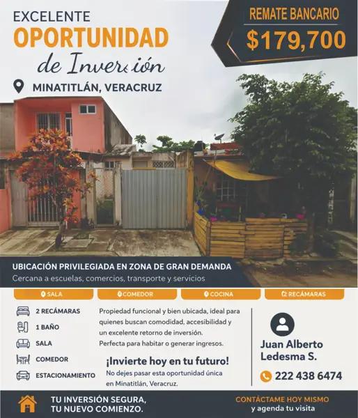 Casa en Barrios Privados en Minatitlán: Oportunidad de Remate Judicial