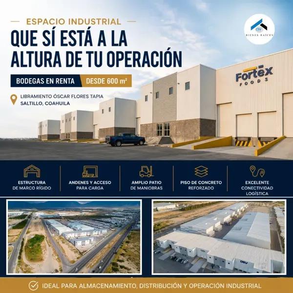 BODEGA EN RENTA EN LIBRAMIENTO OSCAR FLORES TAPIA | 600 m² BODEGA EN RENTA EN LIBRAMIENTO OSCAR FLORES TAPIA | 600 m²