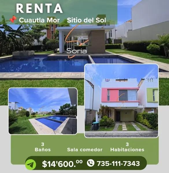 Casa en renta Cuautla Morelos
Fracc. sitio de sol. Casa en renta Cuautla Morelos
Fracc. sitio de sol.