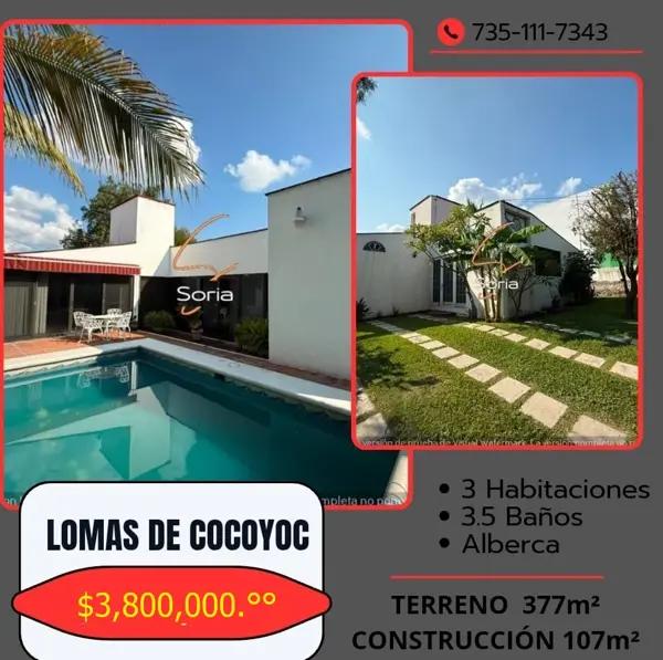 CASA EN LOMAS DE COCOYOC MORELOS
OPORTUNIDAD
$3,800,000 CASA EN LOMAS DE COCOYOC MORELOS
OPORTUNIDAD
$3,800,000